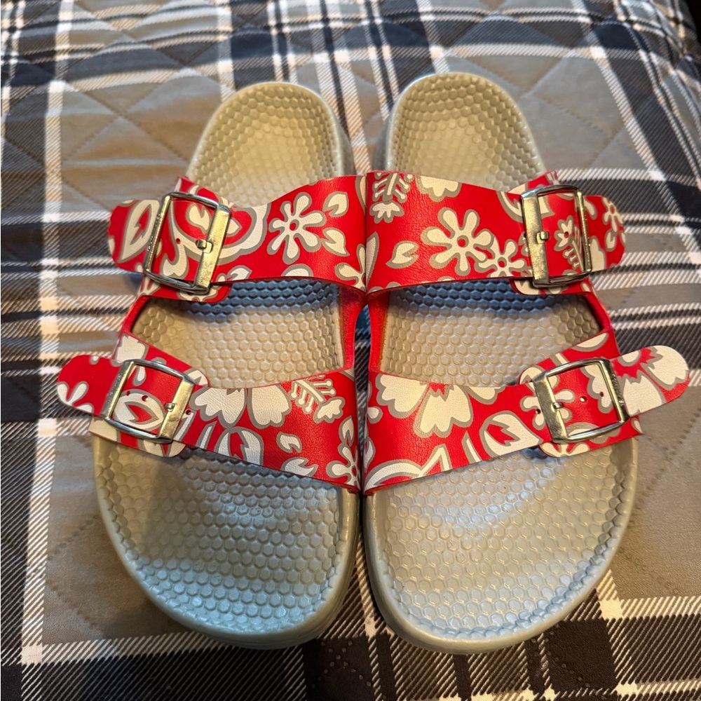 Birkenstock Red Floral Sandals